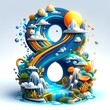 Vector art of '8' by Jason Kim on a transparent background