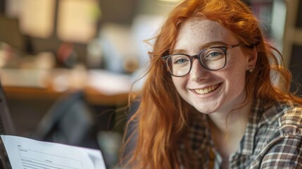 Wall Mural - A Smiling Redheaded Young Woman