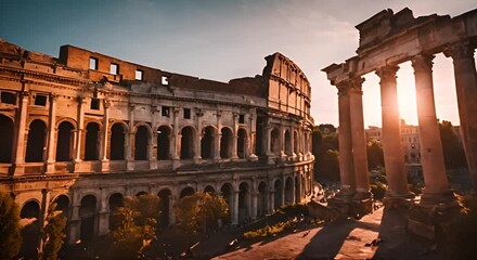 Sticker - Colosseum at sunset.