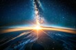 Sunrise over the planet Earth,  Elements of this image furnished by NASA