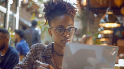 Wall Mural - The Entrepreneur at Her Laptop