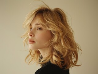 Wall Mural - Close Up Portrait of a Woman With Wavy Hair