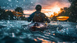 Whitewater kayaking, extreme kayaking -  Model by AI generative