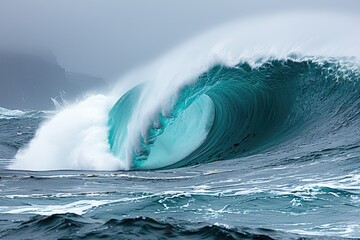 Wall Mural - beautiful ocean blue wave on a sunny day professional photography