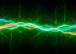 Green lightning, electrical background abstract