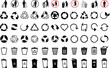 Trash can vector icon set.Bin and trash can png icons. Recycling icons. Recycle logo. Vector trash can symbol. Garbage tank. Wastebasket. Dustbin icon.Delete. Set of arrow recycle.