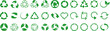 Recycling.Set recycle icons .Recycle logo or symbol.Green icons for packaging , recycling.ecology, eco friendly, environmental management symbols.Most used recycle signs vector. Set of arrow recycle.