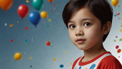 Wall Mural - World Children's Day creative graphic banner poster, Generative AI picture photo