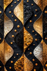 Aufkleber - Close up of a gold and brown painting with a symmetrical pattern on a wall, rich luxury vertical background