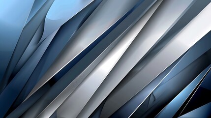 Wall Mural - Abstract blue silver gradient geometric overlap shape background