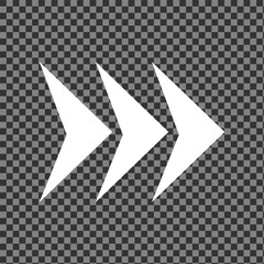 Wall Mural - Share icon with arrow. White icon on grey background. flat design arrow pointing backward icon. right, next, forward, proceed straight, symbol for direction. Vector illustration. Eps file 146.