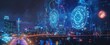 © Anna - montage of astrological symbols projected onto urban landscapes at night, like zodiac signs glowing on city bright walls, celestial patterns over bridges,