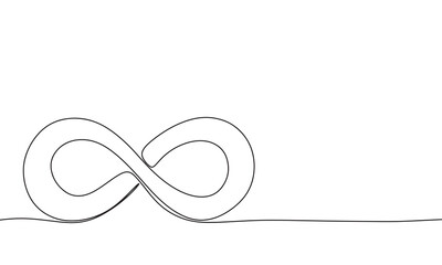 Fototapete - Limitless symbol, one line continuous. Infinity symbol line art view. Hand drawn vector art.