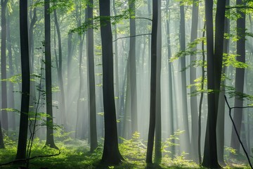Poster - tranquility of a misty forest