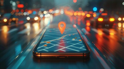 Poster - A cell phone displaying a map. Perfect for travel websites