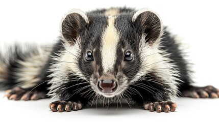 Wall Mural - Close-up of a Skunk, isolated on white background