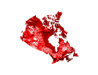 Poster - Canada map with the flag Colors Red and yellow Shaded relief map 3d illustration