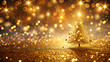 © sanchezz111 - Enchanting golden Christmas tree surrounded by a sparkling galaxy of lights and stars, embodying the warmth of the holiday season.