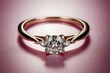 golden Ring with diamond on white background, rings for bride, modern design gold rings