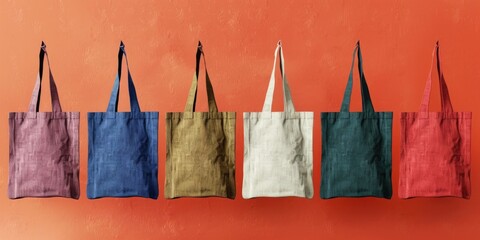 Wall Mural - Multicolored bags hanging on a wall, great for retail or shopping concept