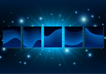 Wall Mural - Abstract neon glowing line in motion with light sparkles and flares. Futuristic background, with neon swirl