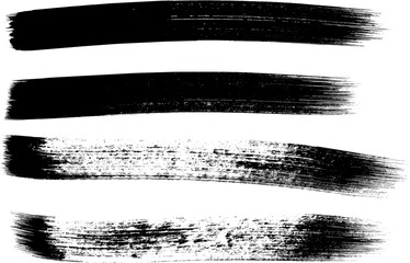 Poster - Black ink brush stroke set. Collection of black brush strokes, isolated