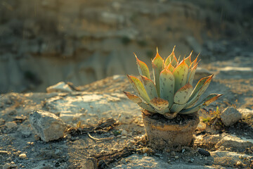 Aufkleber - A peyote cactus with a surreal glow, casting fantastical shadows on the ground,