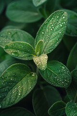 Aufkleber - Close-up of sage leaves with mystical symbols embossed on their surfaces, shrouded in mist,