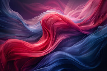 Wall Mural - Sapphire Swirls: A Mesmeric Blend of Blue and Crimson Waves,