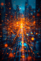 Fototapete - Digital Heatmap: The Cyber Pulse of an Electronic Grid,