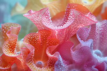 Aufkleber - Sculptural Coral Flora: Artistic Interpretation in Pink and Orange Hues,