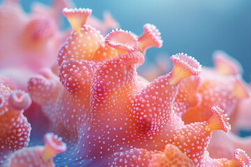 Aufkleber - Sculptural Coral Flora: Artistic Interpretation in Pink and Orange Hues,