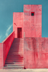 Aufkleber - Modern Pink Pyramid: Geometric Elegance in Pastel Shades,