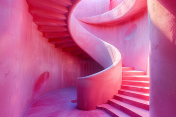 Poster - abstract pastel staircase: a surreal architectural spiral,