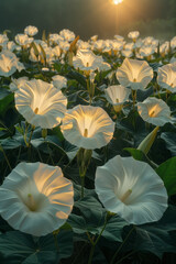 Poster - A field of datura where each flower pulses with its own inner light, creating a symphony of illumination,