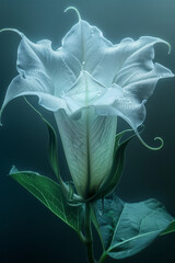 Aufkleber - Datura flowers portrayed as sound waves, each petal a frequency that vibrates visually,
