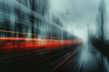 Poster - A series of vertical lines that appear blurred, as if viewed from a speeding vehicle,