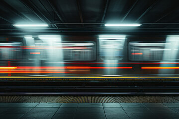 Poster - A series of vertical lines that appear blurred, as if viewed from a speeding vehicle,