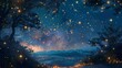© Supasin - Craft an image depicting paradise where the sky is adorned with shiny stars that twinkle in the velvet night