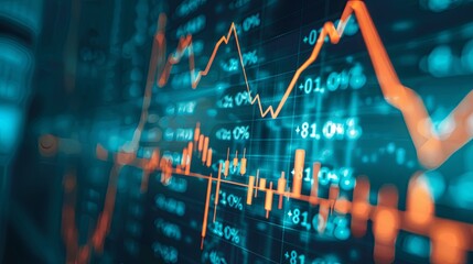 Poster - Stock Market Chart Displayed on Computer Screen. Generative AI