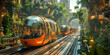 Futuristic Green Public Transit System. Innovative Urban Transport. Sustainable development of the city of the future