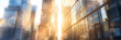 Abstract bokeh, building and blurred architecture background for design, finance and financial business center.