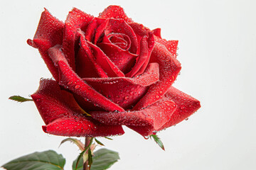 Sticker - A red rose with dew drops on it