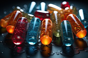 Poster - Assorted Pills on Table. Generative AI