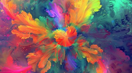 Aufkleber - Explosion of Color in Abstract Floral Art