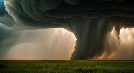 Wall Mural - huge tornado in open field