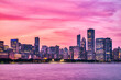 Chicago Skyline at Sunset over the Lake Michigan