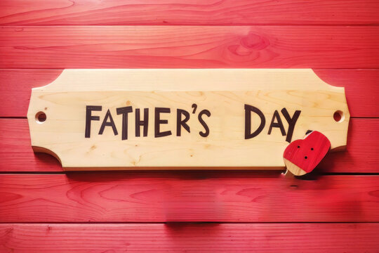 Father's Day message over a red wooden board design.