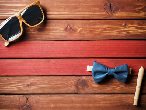 Father's Day message over a red wooden board design.