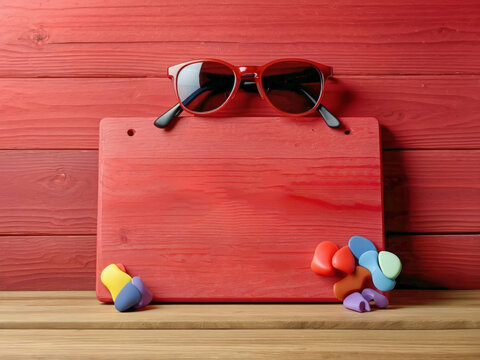 Father's Day message over a red wooden board design.
